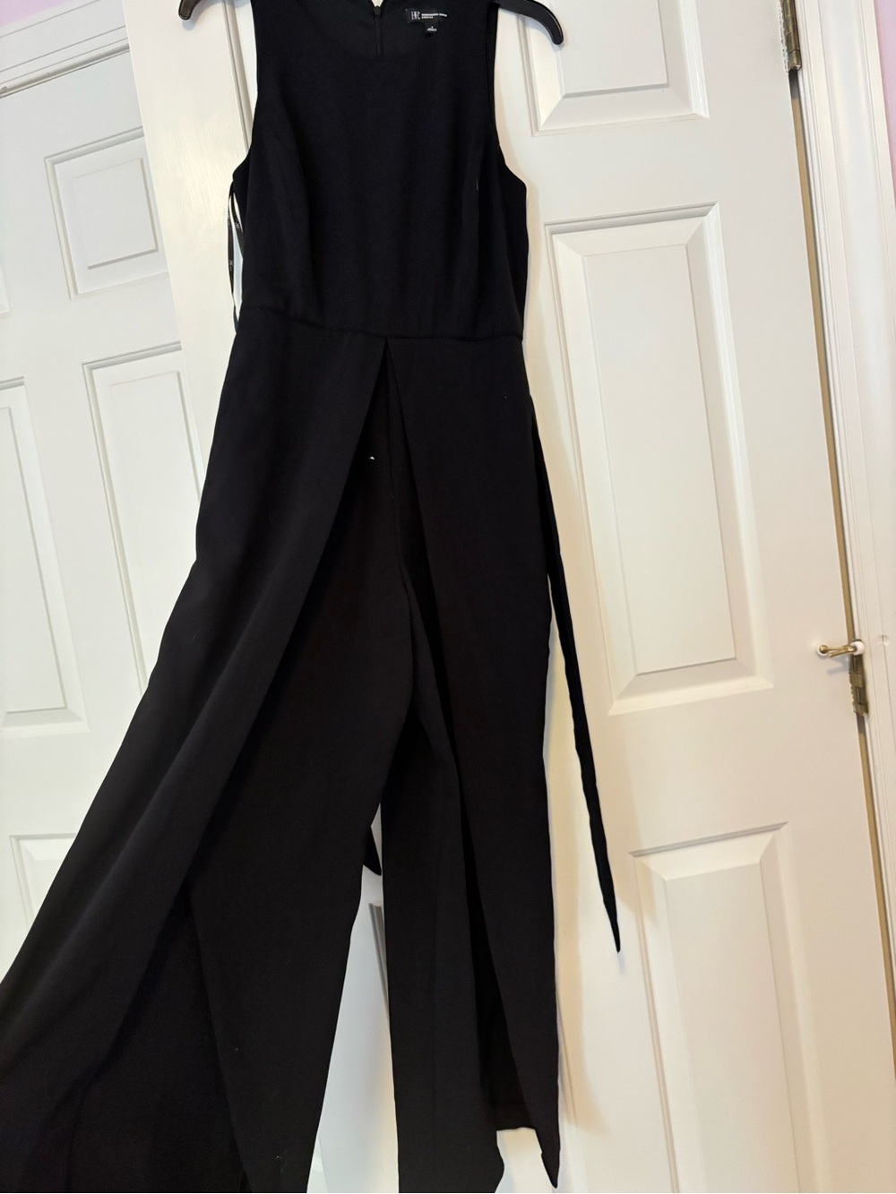 Black Sleeveless Jumpsuit with Wide Leg Overlay